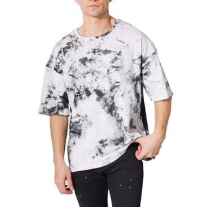 Custom OEM 100% Cotton Acid Washed T-shirt Vintage Full All Over Screen Printed Graphic Drop Shoulder Tee T Shirt - Product Image 1