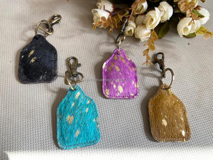 Nouveauté porte-clés en cuir de vachette porte-clés en cuir de vachette léopard porte-clés élégants porte-clés en fourrure véritable - Product Image 3