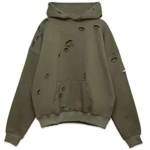 Sudadera con Capucha de Algodón French Terry con Lavado Ácido y Efecto Desgastado Vintage para Hombre, Precio Mayorista, MOQ Bajo - Product Image 1