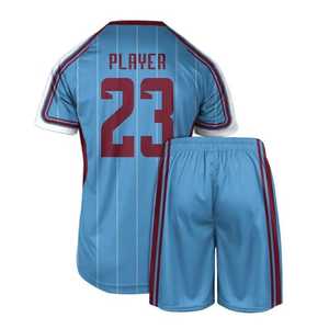 Conjunto de Camiseta de Fútbol a Rayas Azul Claro para Hombre, Cuello en V, Manga Corta, Poliéster que Absorbe la Humedad, Número 23 Estampado en la Parte Delantera - Product Image 2