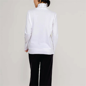 Camiseta de Manga Larga con Cuello Alto para Mujer, Informal, de Verano, Lisa, 100% Algodón Orgánico, con Logotipo, Transpirable, Ecológica, de Secado Rápido - Product Image 4