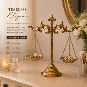Vintage Brass Balance Scale Jewelry Stand Decorative Necklace Holder Display Rack for Earrings Rings Bracelets and Home Storage - Product Image 2