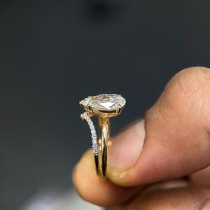 Bague en or massif 14 carats certifiée IGI avec diamant taille marquise pour femme – Idéale pour mariage, anniversaire, fiançailles, fête ou usage quotidien - Product Image 1