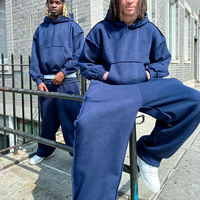 Ensemble de survêtement oversize pour homme, coupe ample, sweat à capuche et pantalon de jogging en molleton tricoté, style streetwear, logo personnalisé