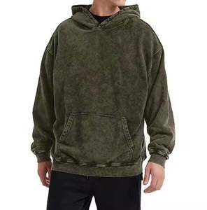 Sweat-shirt à capuche surdimensionné pour homme, couleur unie, en coton French Terry, décontracté, pour l'automne, coupe classique, avec poche, en maille - Product Image 2