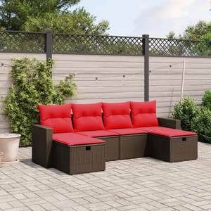 Ensemble de canapés de patio en polyrotin brun moderne, 6 places, meubles d'extérieur durables au design contemporain - Product Image 3