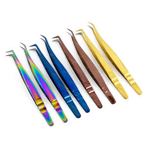 Nuevas pinzas de extensión de pestañas con logotipo personalizado, pinzas de punta de fibra de acero inoxidable, pinzas de pestañas de volumen clásicas individuales de 90 grados - Product Image 4