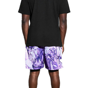 Pantalones Cortos Casuales para Hombre, Color Morado, Estampado Tie Dye, Secado Rápido, Cintura Elástica, Largo Medio, 100% Poliéster, Impresión por Sublimación - Product Image 3