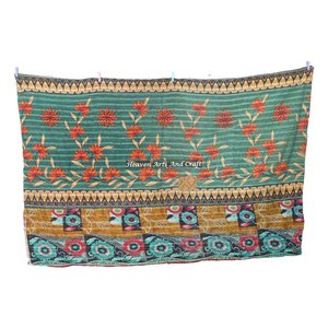 Indian Quilted Vintage Decor Handmade Old Bengali Kantha <b>Quilt</b> Gudri Reversible Throw Rally Bedspread Bedding <b>Quilts</b> Blanket - Product Image 1