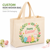 Sacs fourre-tout réutilisables en tissu non tissé imprimés avec des motifs de lapin, d'œufs de Pâques et de couronnes de printemps, pour l'emballage de cadeaux, vente en gros