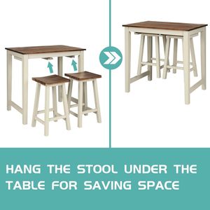 Pub <b>Table</b> and 2 Saddle Bar <b>Stools</b> Set Counter Height <b>Dining</b> Room Furniture - Product Image 6