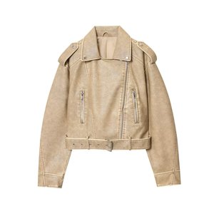 Veste rétro personnalisée pour femme, hiver 2026, en cuir véritable, avec ceinture, doublure en fausse fourrure écologique et respirante, manches longues - Product Image 3