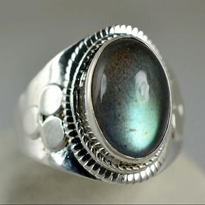<b>Labradorite</b> <b>Ring</b> 925 Sterling Silver Handmade Boho Statement Promise Jewelry for Women Natural Oval Shape Gemstone Jewelry - Product Image 1