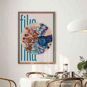 Impression sur toile pour cuisine, style rétro-modernisme Fika Swedish Coffee Break Art, palette de couleurs pastel et vert sarcelle, décoration murale moderne pour cuisine - Product Image 2