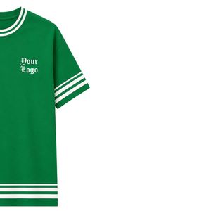 Green And <b>White</b> Women Short Sleeve T Shirt And Straight Leg Pants Lounge <b>Set</b> Custom Casual Two <b>Piece</b> Outfit With Contrast Stripe - Product Image 3