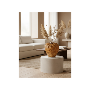 แจกันรากไม้สักทรงหรูหรา พร้อมพื้นผิวไม้ลายธรรมชาติและลวดลายคลื่น สำหรับตกแต่งงานแต่งงาน ดีไซน์เรียบง่ายแบบทำมือ - Product Image 3