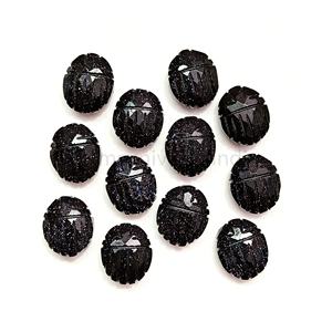 Natural Black Sunstone Hand Carved <b>Boho</b> Egyptian Scarab Gemstone Beads Sunstone Charms For Jewelry Making From Indian Wholesale - Product Image 1