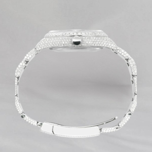 Reloj de Cuarzo Moissanite con Incrustaciones de Diamantes, Estilo Hip Hop, Unisex, Color Blanco, Venta al Por Mayor de Fábrica - Product Image 2