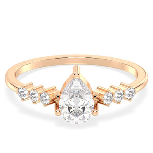 REYES Luxury Fine Jewelry 14K 18K 22K Rose Gold Pear Cut 0.79 Carat Moissanite Engagement Wedding Gift <b>Rings</b> For Women - Product Image 1