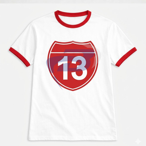 Delta |   Sigma |   Camiseta Theta Sorority con cuello en contraste blanco y rojo, 100% algodón, transpirable, estilo urbano - Product Image 1