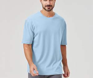 T-shirt en coton épais pour homme OEM, couleur unie, tee-shirt vierge, logo personnalisé, manches courtes, streetwear basique, qualité supérieure - Product Image 4