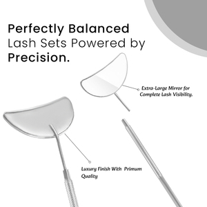 Bahasa Pro Stainless Steel <b>Half</b> Moon Eyelash Mirror for <b>Lash</b> Extensions Durable & Eco-Friendly Handheld Beauty Tool - Product Image 4