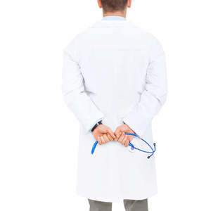 Blouse de laboratoire blanche à manches longues pour homme, col à revers cranté, boutonnée, uniforme médical pour infirmier et médecin - Product Image 4