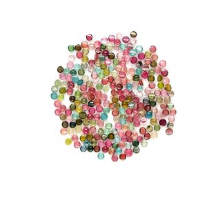 Cabochons ronds calibrés en tourmaline naturelle multi-couleurs 4 mm, pierres précieuses en tourmaline naturelle en vrac pour la création de bijoux - Product Image 1