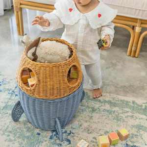 ตะกร้าเก็บของเล่นรูปจรวดสานด้วยมือจากหวาย สำหรับตกแต่งห้องเด็ก ห้องเล่น จัดระเบียบของเล่น ตะกร้าใส่ของและของขวัญธีมอวกาศสุดน่ารัก - Product Image 2