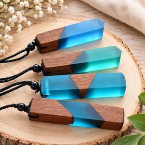 Transparent Handmade <b>Epoxy</b> Wood Pendant Necklaces for Women <b>Clear</b> <b>Resin</b> Wooden Choker Necklace Wedding Bridal Jewelry - Product Image 6