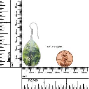 Natural Wholesale Atlantasite Silver Plated Brass <b>Cute</b> Luxury <b>Earrings</b> for Party Minimalist Gemstone Dangle <b>Earrings</b> - Product Image 3