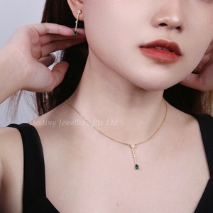 Collar con Colgante de Lágrima de Esmeralda Verde Intenso Cultivada en Laboratorio, Plata de Ley 925, Joyería para Mujer, Regalo, Joyería <span class=keywords><strong>Destiny</strong></span> - Product Image 6