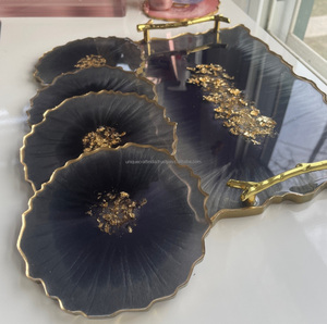 Juego de bandeja y posavasos de resina de alta calidad-Bandeja con asas-de Unique Craft India - Product Image 1