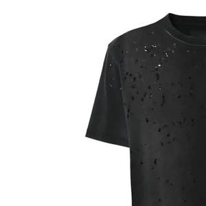 Camiseta de Manga Corta Negra Oversize para Hombre, Cuello Redondo, Diseño Sólido, Tejido de Lona, Anti-Pilling, Transpirable, Estilo Casual Urbano - Product Image 6