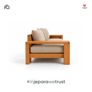 Sofá Japonés Japandi de Madera de Teca Maciza para Exteriores con Cojín, Muebles Retro Minimalistas para Jardín, Patio o Villa - Product Image 6