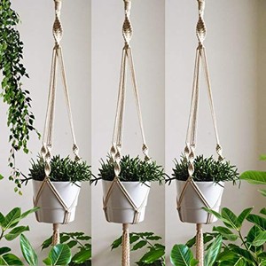 Aqdus Saleem Soporte para Plantas de Macramé Bohemio de Madera de Mango con Incrustaciones de Latón - Exhibición de Arte Hecho a Mano al por Mayor - Product Image 2