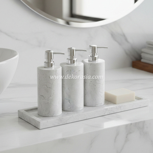 Distributeur de shampoing en marbre naturel de luxe avec pompe pour salle de bain, hôtel, villa, spa, décoration intérieure - Product Image 6
