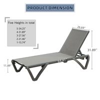 Chaise longue de patio en aluminium et polypropylène pour l'extérieur, avec dossier réglable, idéale pour la piscine, le jardin et les espaces de détente.