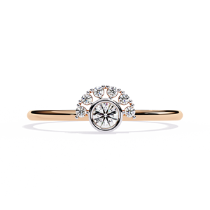 Bague de mariage minimaliste en or massif 18 carats pour femme, sertie de diamants naturels taille brillant rond et pierres latérales – Cadeau d'anniversaire - Product Image 2
