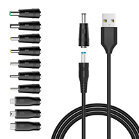 Cable de Alimentación de 5V CC, Cable de Carga USB a Conector CC con 10 Adaptadores para Cargar USB-HUB, Mini Ventilador, Cámara, Reloj Inteligente, Teléfono Móvil