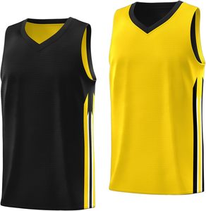 เสื้อบาสเก็ตบอล SANGLASPORTS แบบคอวี แขนกุด ผ้าตาข่าย โพลีเอสเตอร์ 100% แห้งเร็ว 180 กรัม สีดำเหลือง เสื้อกีฬาสำหรับฝึกซ้อมทีม - Product Image 3