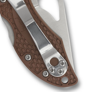 Couteaux pliants marron texturés à lame compacte en acier inoxydable avec ouverture en forme de larme et clip de ceinture métallique pour l'extérieur - Product Image 5