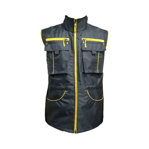 <b>Men's</b> <b>Black</b> Polyester Zipper <b>Vest</b> O-Neck Casual Outer Wear Solid Color Regular Length - Product Image 3