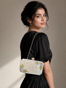 Bolso de mano FAIZA CRAFT para fiesta, noche, boda, hecho a mano, pintado a mano, con marco de resina ecológica, modelo indio para ocasiones especiales. - Product Image 2