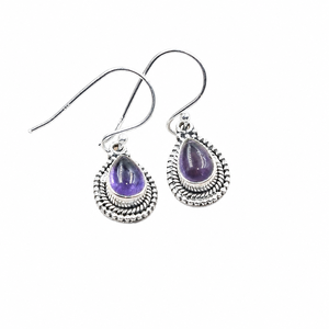 Natural Amethyst Teardrop <b>Dangle</b> <b>Earrings</b> 925 Sterling Silver Rose <b>Gold</b> & Yellow <b>Gold</b> Plated Vintage Handmade Jewelry for Women - Product Image 1