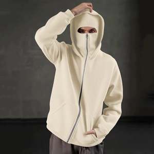 Sudadera con capucha doble personalizada para mujer, con cremallera, de poliéster y algodón, informal, con máscara facial integrada y ajuste holgado - Product Image 3