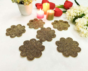 Handmade Seed <b>Beads</b> <b>Coaster</b>-Customizable Shape/Color/Size/Logo - Product Image 1