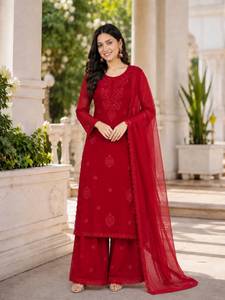 Ensemble haut-bas et dupatta en soie de créateur pour tenue de soirée, sans plis et protection solaire - Product Image 4