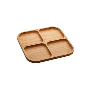 Natural Wooden Plate Food Dessert Dinner Serving Dish Wood Tray for serving frits and salad