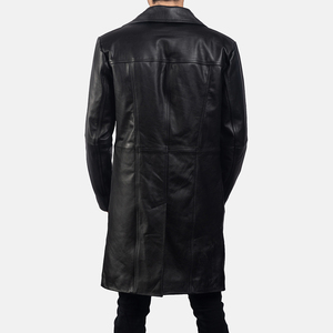 Manteau d'hiver pour homme en cuir véritable, imperméable, respirant, écologique, coupe ajustée, style trench-coat en laine, crocheté, vente en gros - Product Image 4